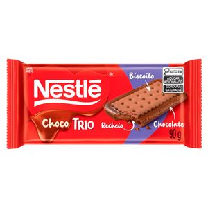 Chocolate em Barra Nestlé Choco Trio ao Leite, Biscoito e Recheio de Chocolate 90g