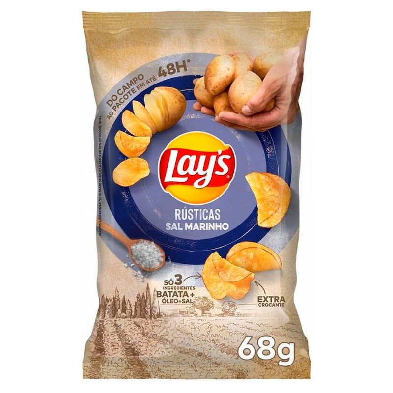 Batata-Chips-Lays-Rustica-Sal-Marinho-68g