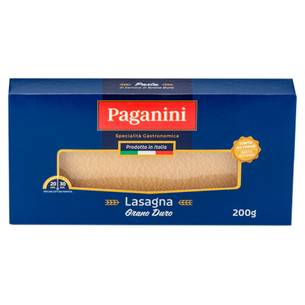 Massa para Lasanha Paganini Massa Grano Duro 200g - Supermercado Coop