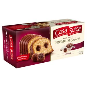 Bolo Suíço Baunilha Recheio Trufado Chocolate Amargo Cobertura Chocolate Casa Suíça Premium 340g