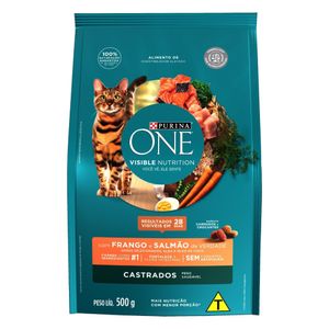 Ração para Gatos Purina One Castrados Frango e Salmão 500g