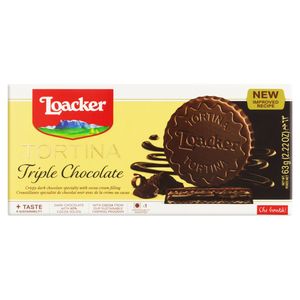 Biscoito Wafer Loacker Tortina Triple Chocolate 63g