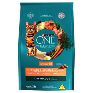 Ração para Gatos Purina One Castrados Frango e Salmão 2kg