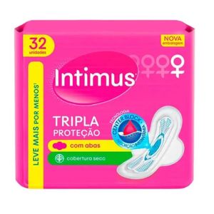 Absorvente com Abas Intimus Gel Tripla Proteção Cobertura Seca Pacote 32 Unidades