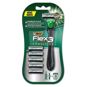 Aparelho para Barbear Bic Flex 3 Hybrid Sensitive | Com 5 Cargas