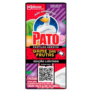 Desodorizador Sanitário Pato Pastilha Adesiva Game das Frutas 38g | Com 3 Unidades