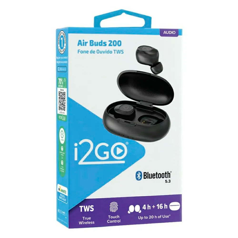 Fone de Ouvido I2GO Air Buds 200 Bluetooth - Supermercado Coop