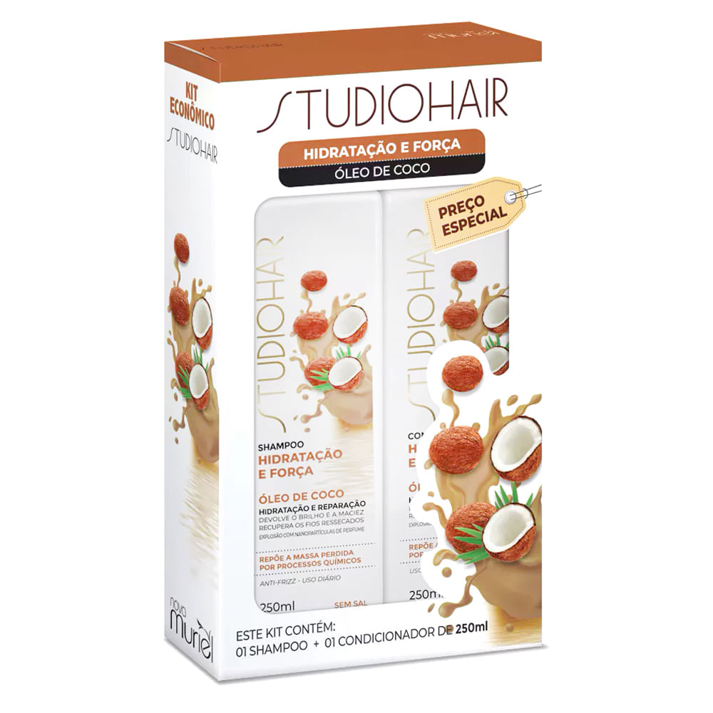 Kit Muriel Studio Hair Hidratação e Força Shampoo 250ml e Condicionador 250ml Supermercado Coop