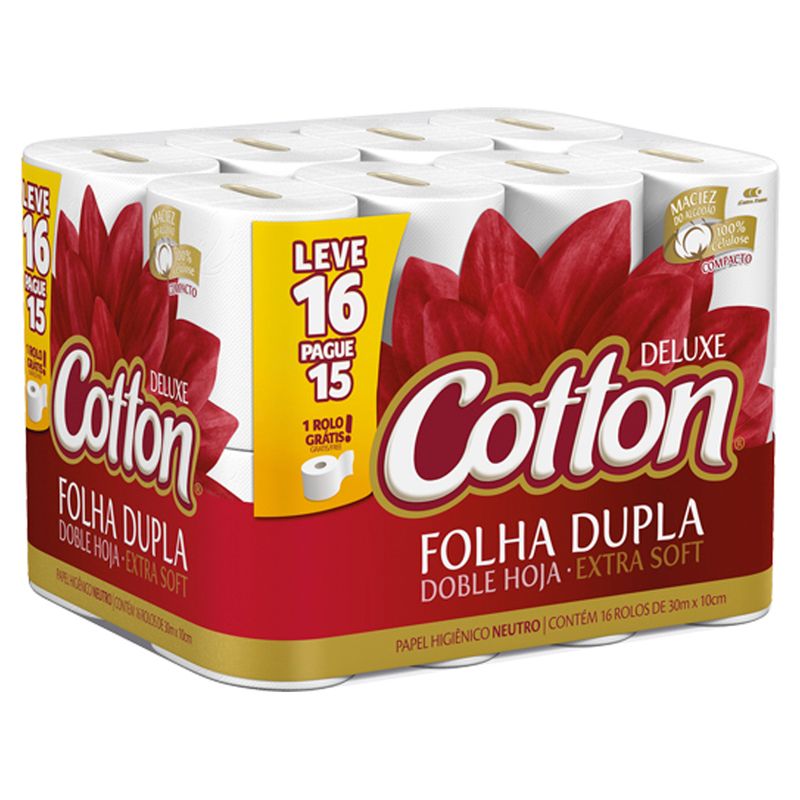Papel-Higienico-Cotton-Deluxe-Folha-Dupla-Neutro-30M-Leve-16-Pague-15-Rolos
