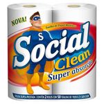 Papel-Toalha-Social-Clean-Super-Absorcao-Folha-Dupla-19X21-5cm-Com-2-Rolos-com-50-Folhas-Cada