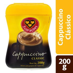 Cappuccino 3 Corações Clássico Pote 200g