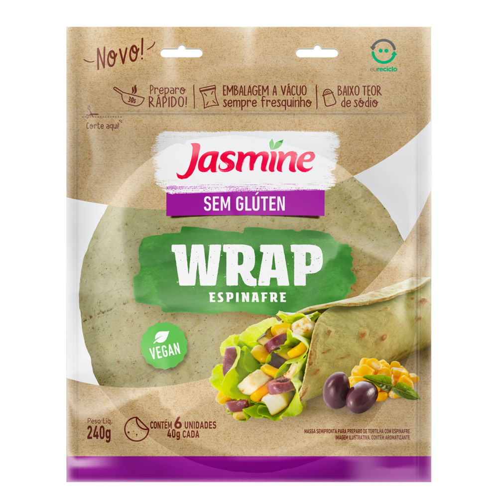 Wrap Jasmine Sem Glúten Espinafre 240g Supermercado Coop