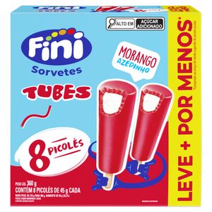 Picolé Fini Morango Azedinho 45g | Com 8 Unidades