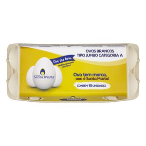 Ovo Branco Santa Marta Jumbo Bandeja | Com 10 Unidades