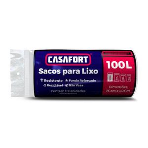 Saco para Lixo 100 Litros Casafort Preto com 10 Unidades