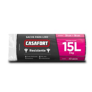Saco para Lixo 15 Litros Casafort Preto com 40 Unidades