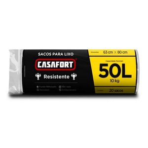 Saco para Lixo 50 Litros Casafort Preto com 20 Unidades