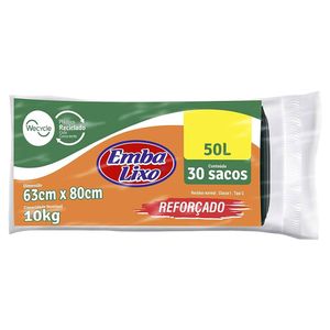 Saco para Lixo Embalixo Wecycle Reforçado Rolo Preto 50L | Com 30 Unidades