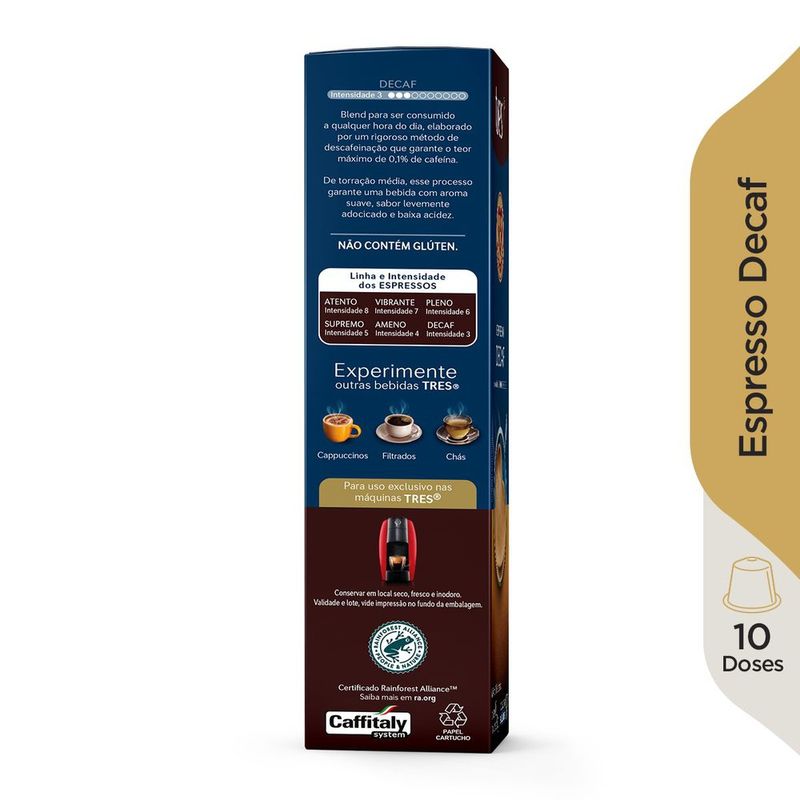 Cápsula Café Decaf Tres Corações com 10 Unidades de 8g