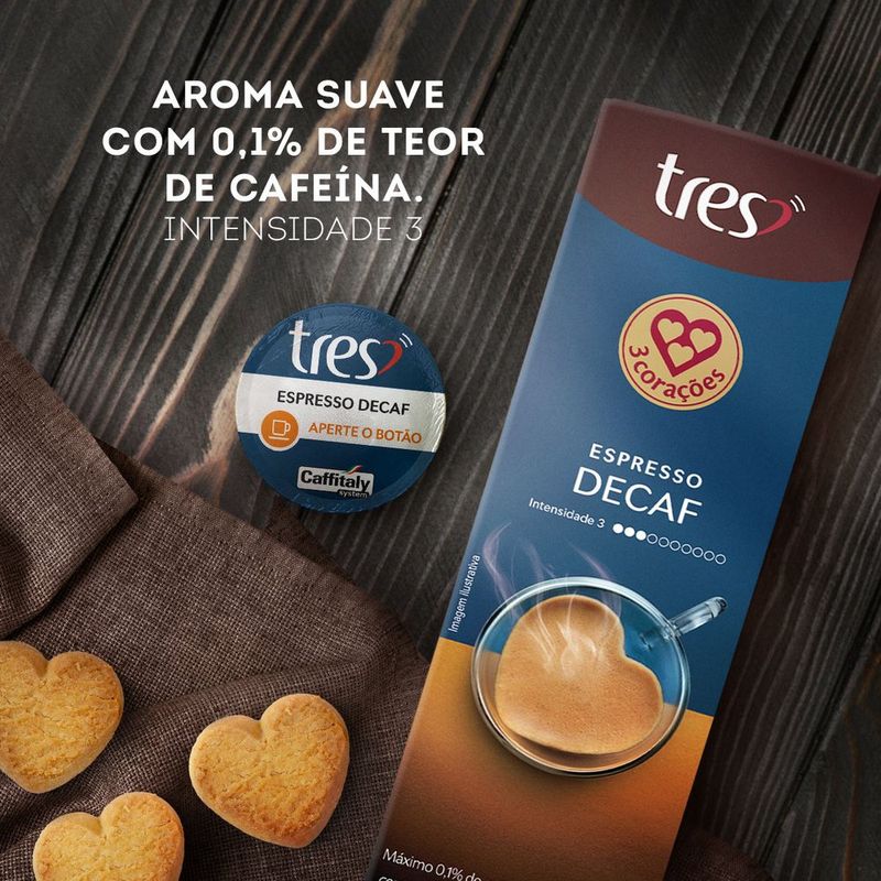 Cápsula Café Decaf Tres Corações com 10 Unidades de 8g