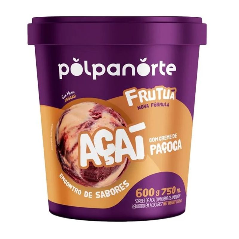 Sorbet de Açaí com Creme de Paçoca Frutua 600g - Supermercado Coop