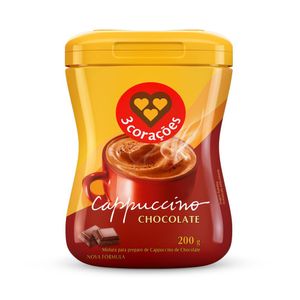 Cappuccino Solúvel 3 Corações Chocolate Pote 200g