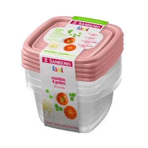 Pote Plástico Sanremo 360ml | Com 4 Unidades