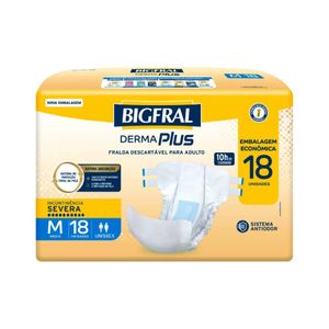 Fralda Geriátrica Bigfral Derma Plus Tamanho M | Com 18 Unidades