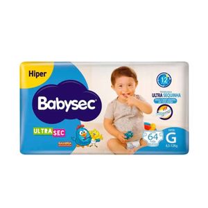 Fralda Infantil Babysec Ultra Hiper Tamanho G | Com 64 Unidades