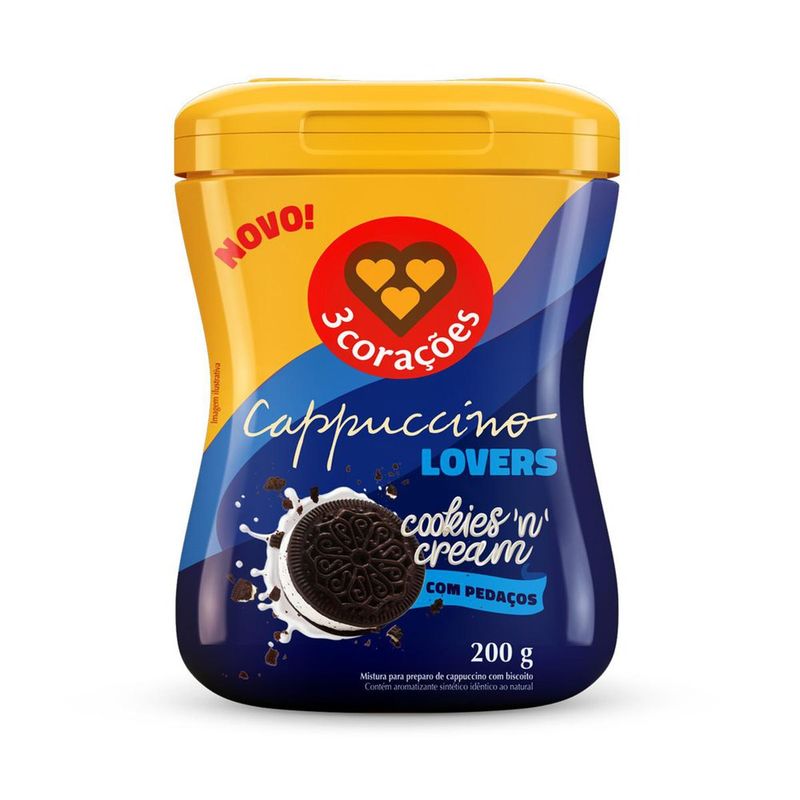 Cappuccino Solúvel 3 Corações Cookies'n Cream 180g - Supermercado Coop