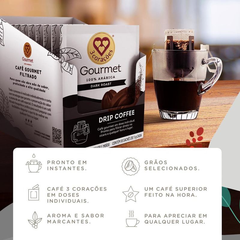 Café Solúvel 3 Corações Gourmet Dark Sachê 110g - Supermercado Coop