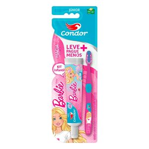Kit Dental Infantil Condor Barbie Tutti-Frutti Escova Dental e Gel Dental 50g