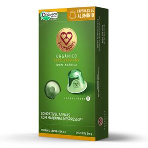 Café em Cápsula 3 Corações Nespresso Orgânico | Com 10 Cápsulas