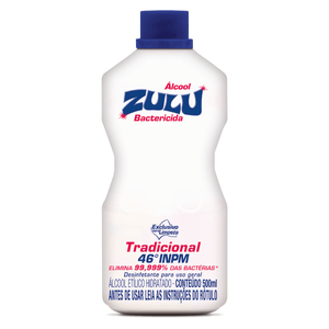 Álcool Líquido 46 INPM Bactericida Zulu 500ml