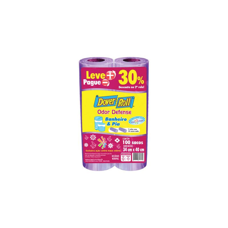Saco-Para-Lixo-Odor-Defense-Dover-Roll-Leve-mais-Pague---Com-100-Unidades