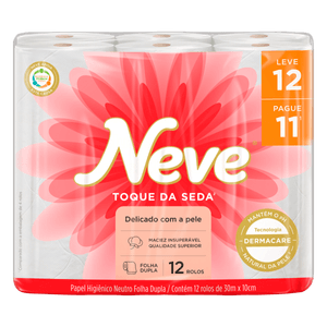Papel Higiênico Folha Dupla 30m Neve Leve 12 Pague 11