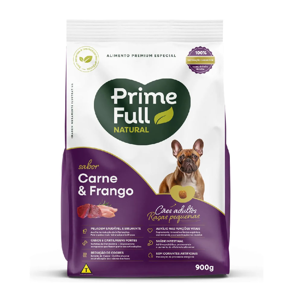 Alimento Para Cães Adultos Raças Pequenas Sabor Carne E Frango Prime Full 900G