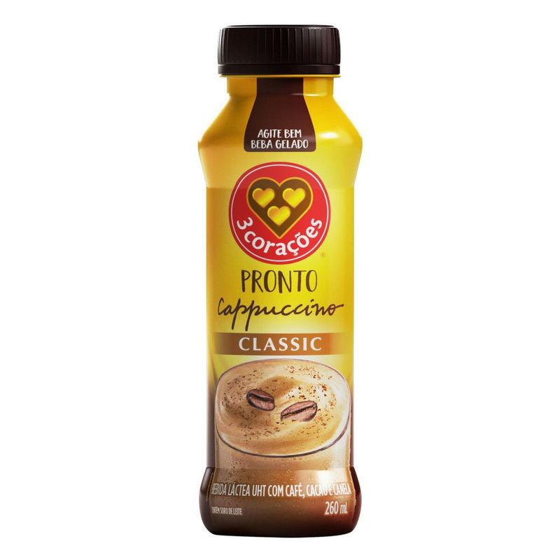 Bebida Láctea 3 Corações Cappuccino Classic 260ml - Supermercado Coop