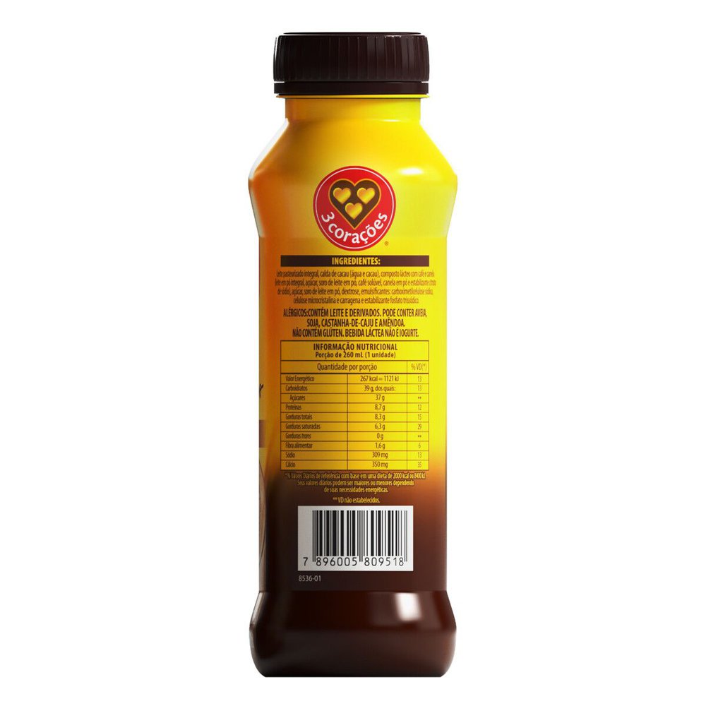 Bebida Láctea 3 Corações Cappuccino Classic 260ml - Supermercado Coop