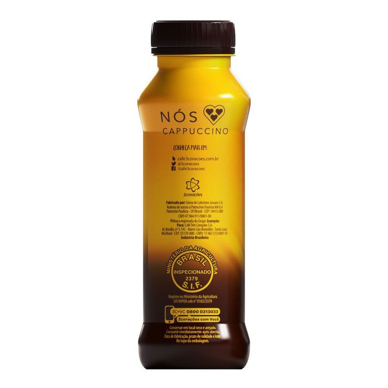 Bebida Láctea 3 Corações Cappuccino Classic 260ml - Supermercado Coop