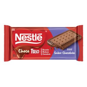 Chocolate em Barra Nestlé Choco Trio ao Leite, Biscoito e Recheio de Chocolate 90g