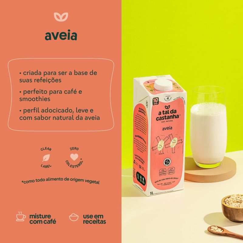 Bebida Vegetal A Tal da Castanha Zero Açúcar Aveia 1L