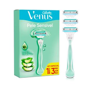 Kit Aparelho Recarregável Pele Sensível + 3 Cargas Gillette Venus