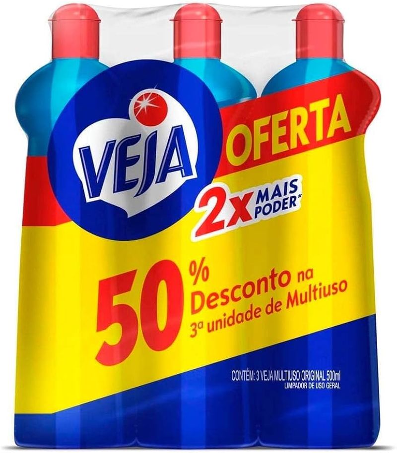 Pack Limpador Multiuso Veja Original 500ml com 3 Unidades
