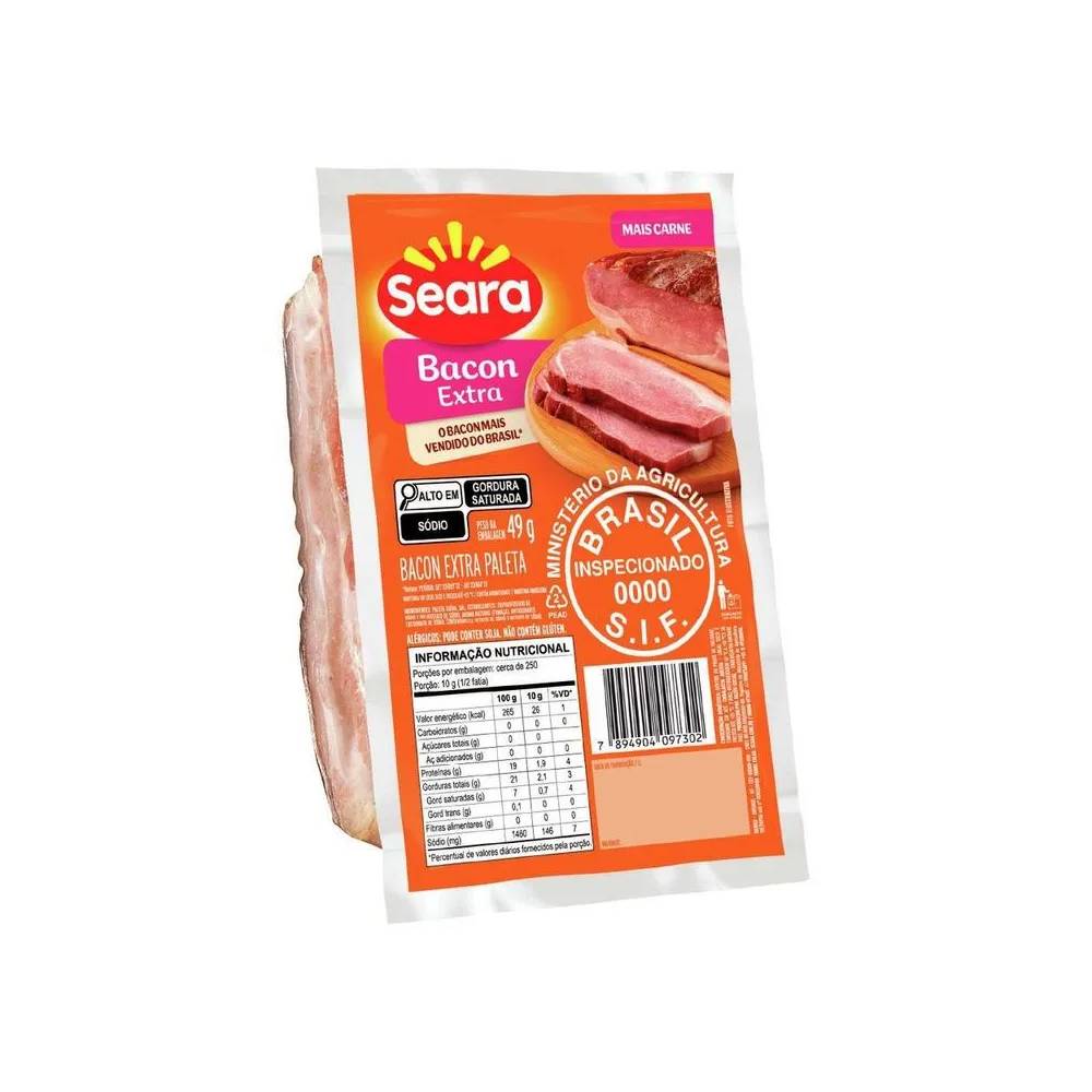 Bacon Suíno Seara Extra Manta e Paleta 500G